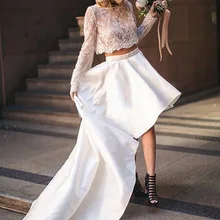 SoDigne A Line свадебное платье 2 шт пляжное свадебное платье плюс размер с длинными рукавами Бохо романтическое свободное платье