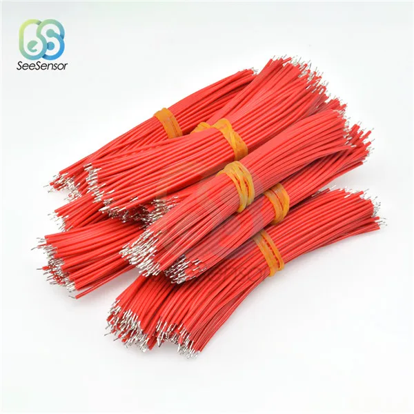 Red 100 шт./лот 24AWG 10 см гальванически лужёные макетная плата припоя кабель Fly джемпер Оловянная проволока проводящие провода 1007-24AWG разъем провода - Цвет: Red