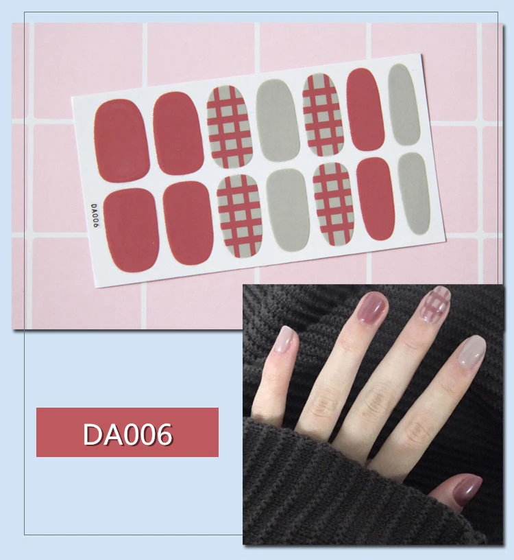 1 лист, наклейки для дизайна ногтей, смешанный дизайн, самоклеющиеся обертывания, полное покрытие, сделай сам, наклейка s, 3D, маникюр, украшение, блестящие Типсы, наклейка для девочки - Color: DA006