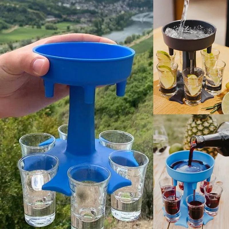 

6 Shot Glass Dispenser Holder Caddy Liquor Dispenser Portable Dispenser Party Gifts Bar Accessory Drinking Games Glass Dispenser
