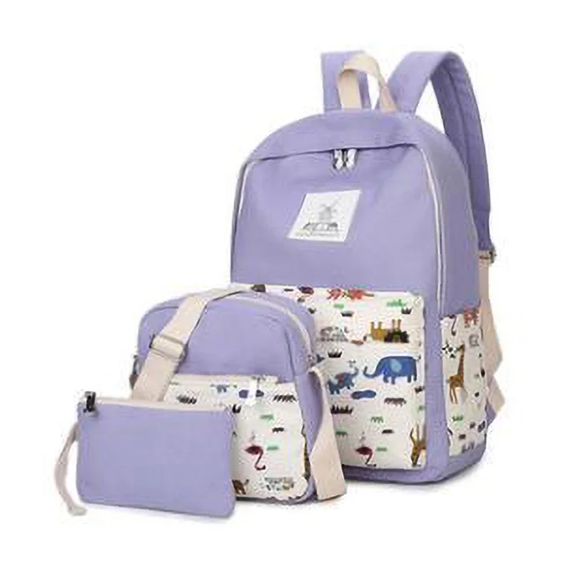 3 шт./компл. Повседневное Для женщин рюкзак школьные сумки из плотной ткани для девочек на ремне Детская сумка-рюкзак для девочек, рюкзак для путешествий Mochila Infantil - Цвет: Фиолетовый