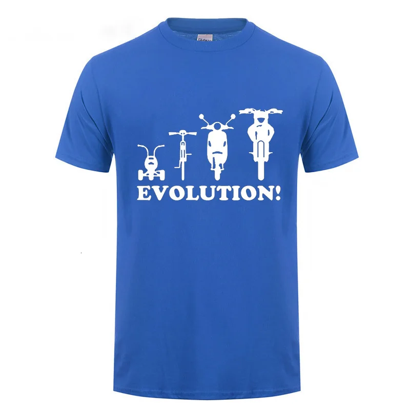 Blue Смешная футболка Midnite Star Evolution Of A Tricycle Bicycle modcle Motorbike для молодых мужчин, хлопковая Футболка с круглым вырезом, летние топы, футболки - Цвет: Blue