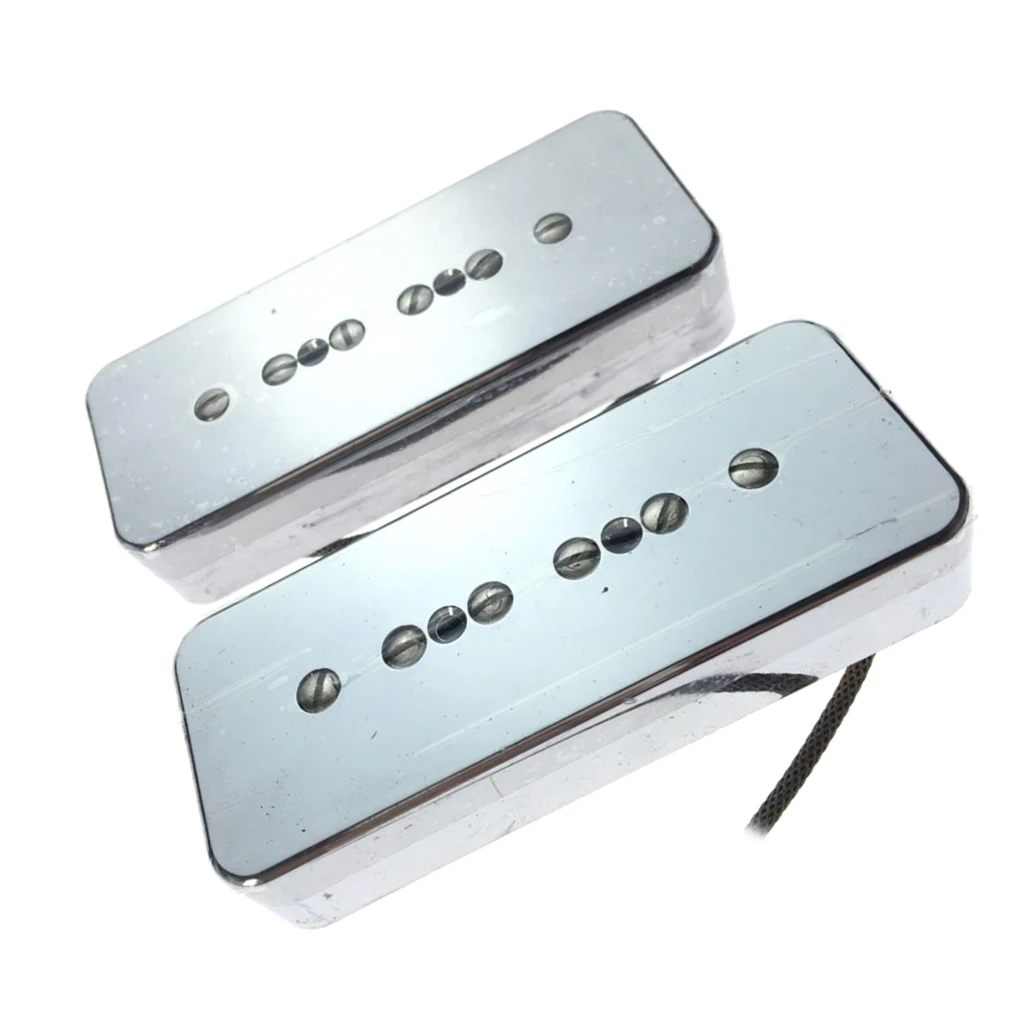 2pcs P90 Soap-bar Pickup 50/52mm Pole Spacing Silver for Electric Guitar Parts