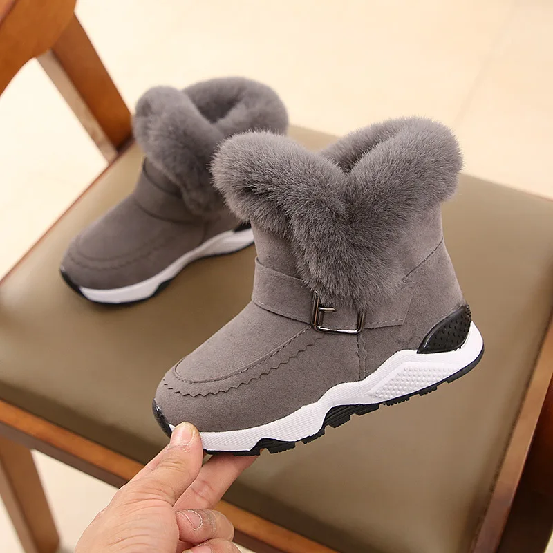 

Children Boots Shoes Baby Girl Shoes Boy Winter Warm Footwear Outdoor Plush Kids Shoes Leather Soft Fleece Antislip Martin Boots