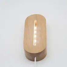 Овальная деревянная база Светодиодная настольная лампа с USB переключателем современный ночной Светильник акриловый 3D светодиодный ночник держатель собранная база