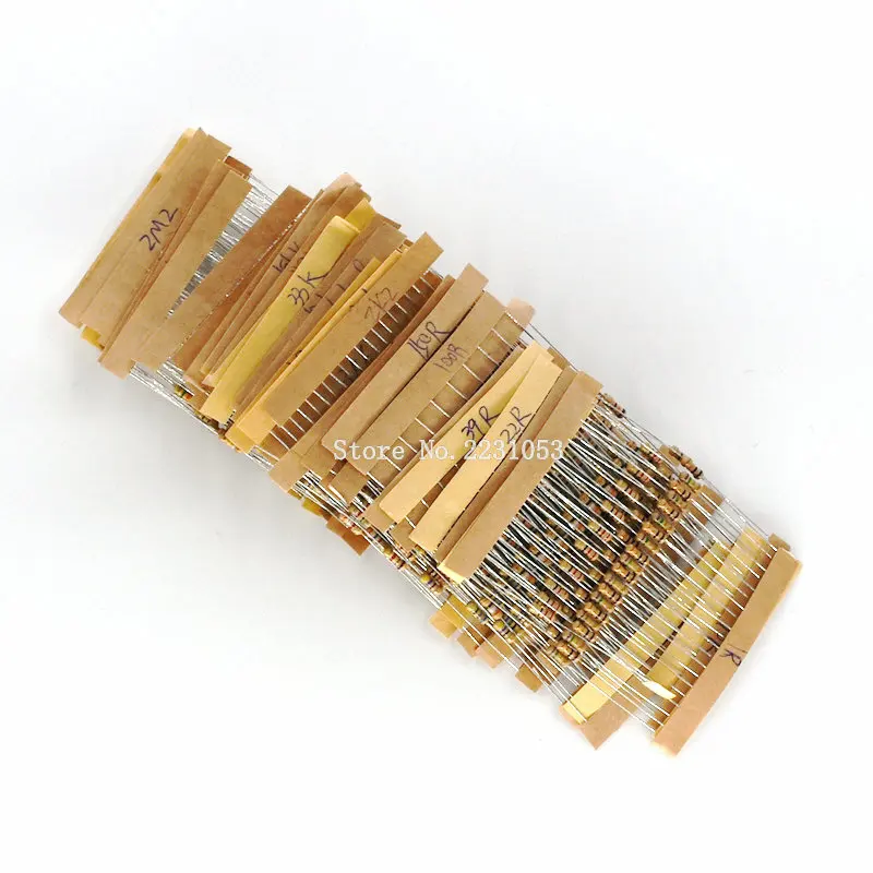Carbon Film Resistor Kit 500PCS/LOT 1/4w 0.25w 5% Carbon Film Resistor Kit 50 Values Assortment Pack Mix Selection 1 ohm-10M ohm 50 Values Each 10PCS