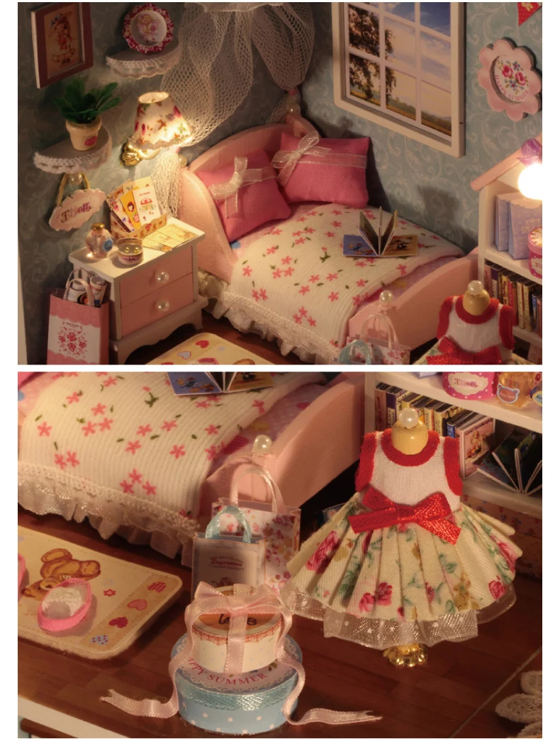 DIY Assembled Handmade Villa Cabin Model for Making Mini House H-006 Combo Toy Made in China Girl'S Birthday