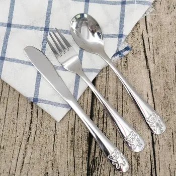 

1Pcs Children Stainless Steel Cutlery Set Dinnerware Sets Cute Bear Kid Tableware Fork Dining Lunch Appliance Spoon Fork Knife