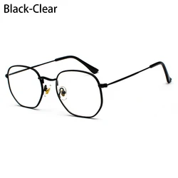 Sleek Unisex Mirrored Lens UV400 Metal Frame Sunglasses (Black - Clear)