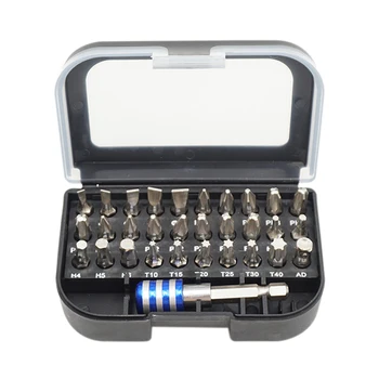 

WSFS Hot 31 PCS Common Screwdriver Bit Set 1/4 Inch 25Mm Slotted Torx Hex Phillips Screw Driver Bit with a Magnetic Extension Sh