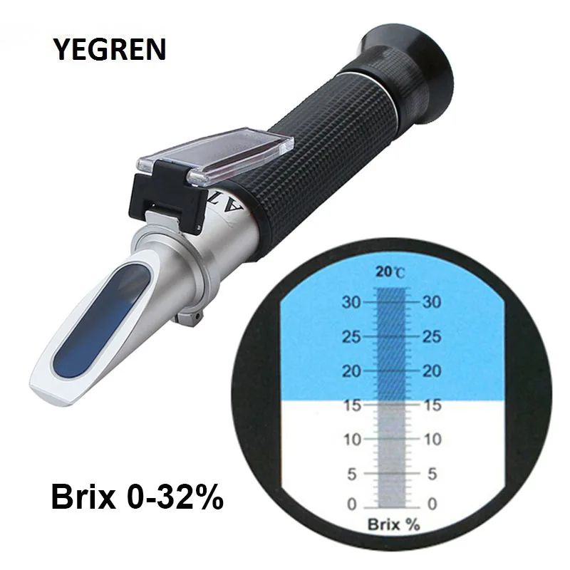 Portable Brix Refractometer Fruit Sugar Tester 0-32% ATC Refractometer Sugar Meter Fruit Juice Sugar Content Measurement Tool Portable Brix Refractometer Fruit Sugar Tester 0-32% ATC Refractometer Sugar Meter Fruit Juice Sugar Content Measurement Tool