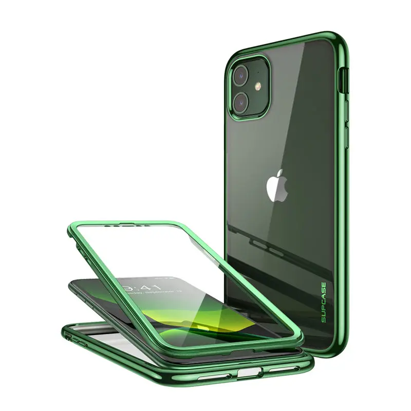 Green Чехол для iPhone 11 6,1() SUPCASE UB электро-металлический гальванический+ Гибридный чехол из ТПУ с встроенным защитным экраном - Цвет: Green