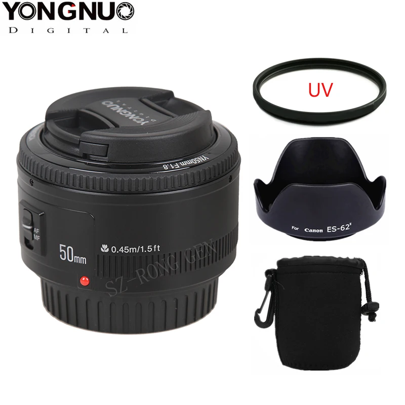Объектив YONGNUO YN 50 мм F1.8 с большой диафрагмой и автофокусом для Canon EF EOS Camer + сумка