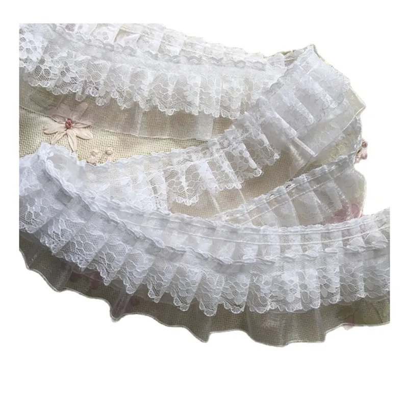 1Yards Pleated White Lace Trim Fabric 5cm Craft Supplies DIY Sewing Black Lace Ribbon Guipure Dress Clothes Decoration lace ribbon lace fabric lace sewing accessories lace sewing supplies lace accessories lace garment accessories clothing craft accessories