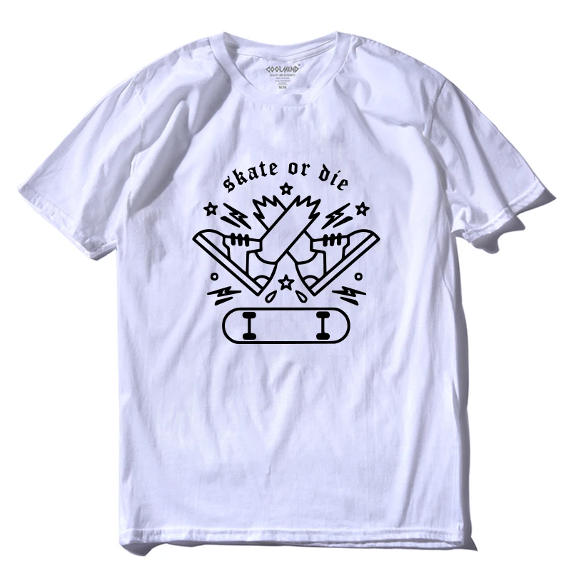 Kaus Katun Kaus Pria Print Skate Kaus 