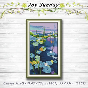 

Water Lilies flower Lotus pond decor Patterns Counted Cross Stitch 11CT 14CT Cross Stitch Set Handmade Embroidery Needlework
