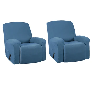 

2pc Elastic Recliner Sofa Cover Non Slip Soft Armchair Slipcover Blue
