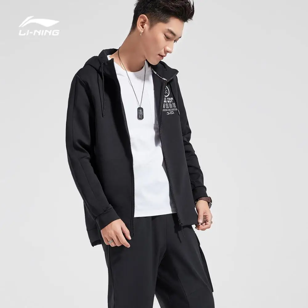 Li-Ning мужская толстовка с капюшоном серии Wade 48% полиэстер 42% хлопок 10% спандекс Стандартная посадка подкладка комфорт спортивный свитер AWDN897 COND18