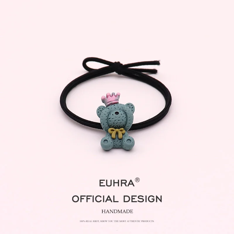 EUHRA, 5 цветов, застенчивый медведь, король, эластичные резинки для волос, резинки для волос для женщин и девочек, детские аксессуары для волос, резинка - Цвет: Color C