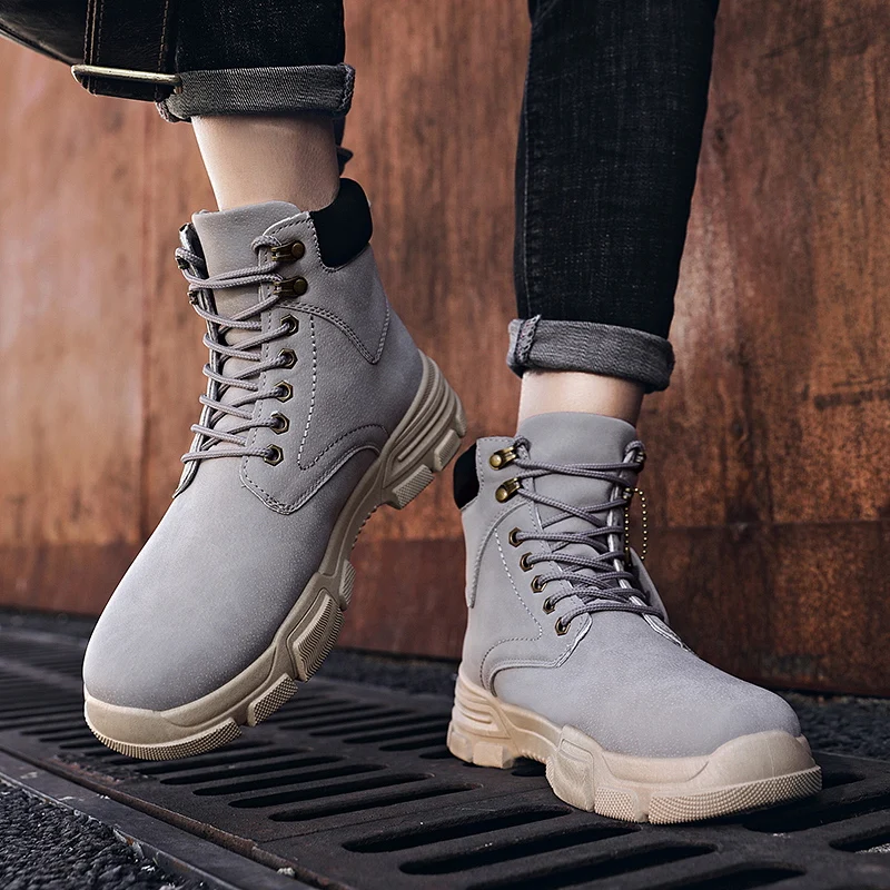 Adisputent 2019 High Quality Fashion Winter Men's Boots Warm Working Lace Up Desert Round Toe Top Shoes |