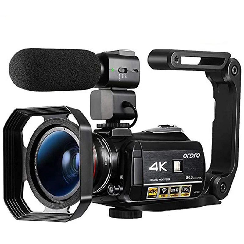  4K Camcorder Video Camera with Night Vision Ordro AC3 60FPS 30X Digital Zoom IPS Touch Screen Filma