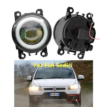 

2x Car LED Fog Lights 90mm Round Angel Eye Daytime Running Light For FIAT Sedici 2009-2016 For Fiat 500 1.4L L4 2012-2015