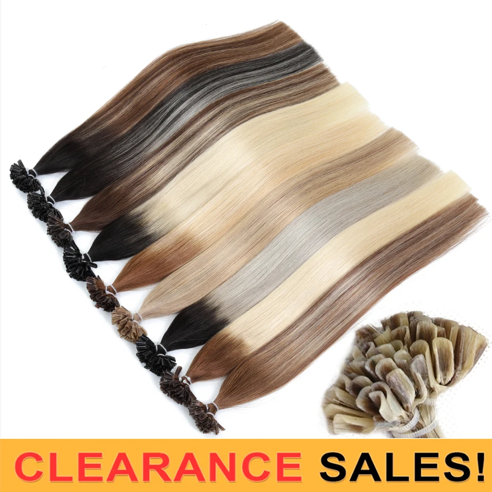 MRSHAIR-extensiones de cabello humano liso Remy, cabello de fusión ombré, queratina, prepegado, 1g/Ud., 14 18 20