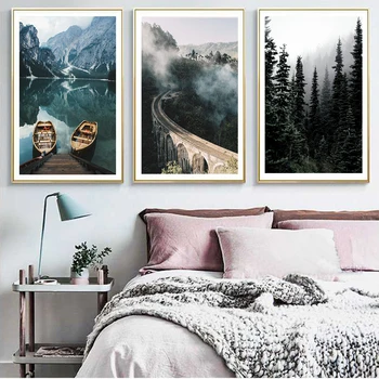 

Cuadros Cloud Forest Posters Boat In The Lake Wall Art Canvas Painting Wall Pictures For Living Room Home Decoracion Unframed