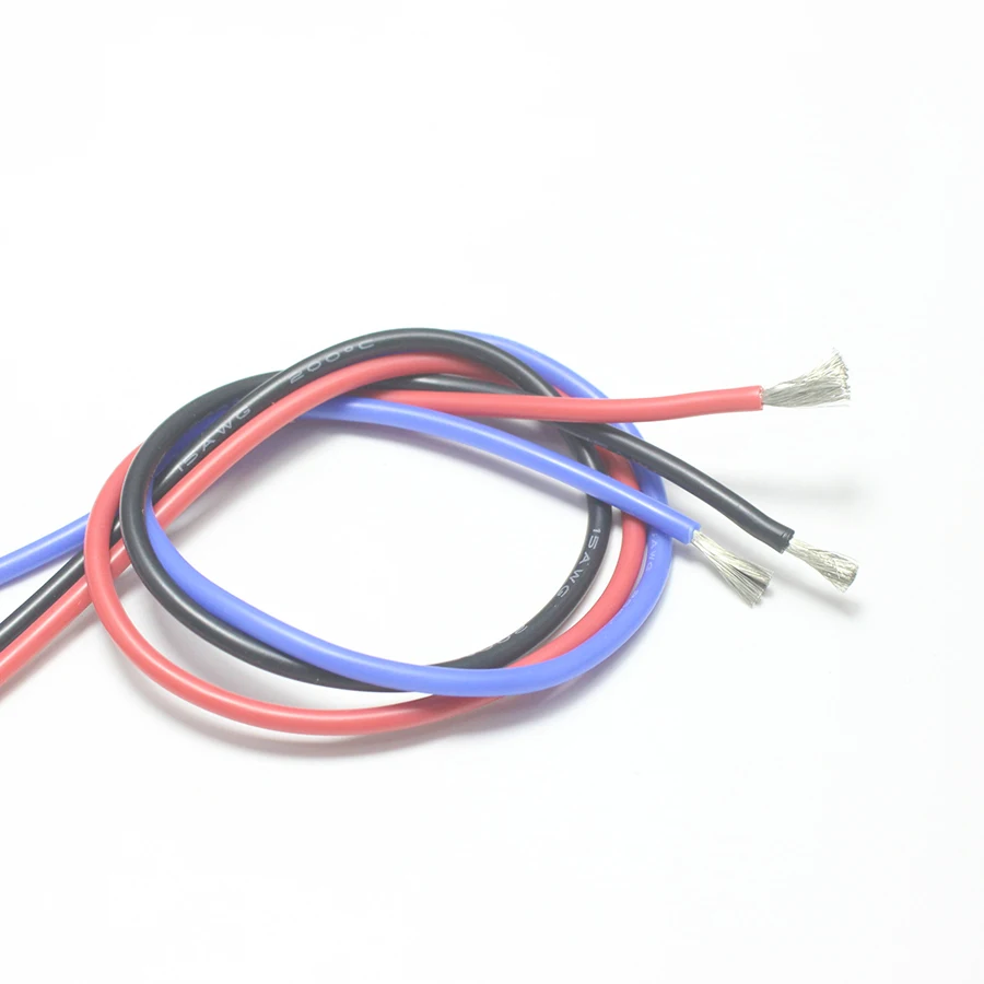 Câble silicone RC 5 mètres - Batterie chargeur - Rouge, Bleu, Noir