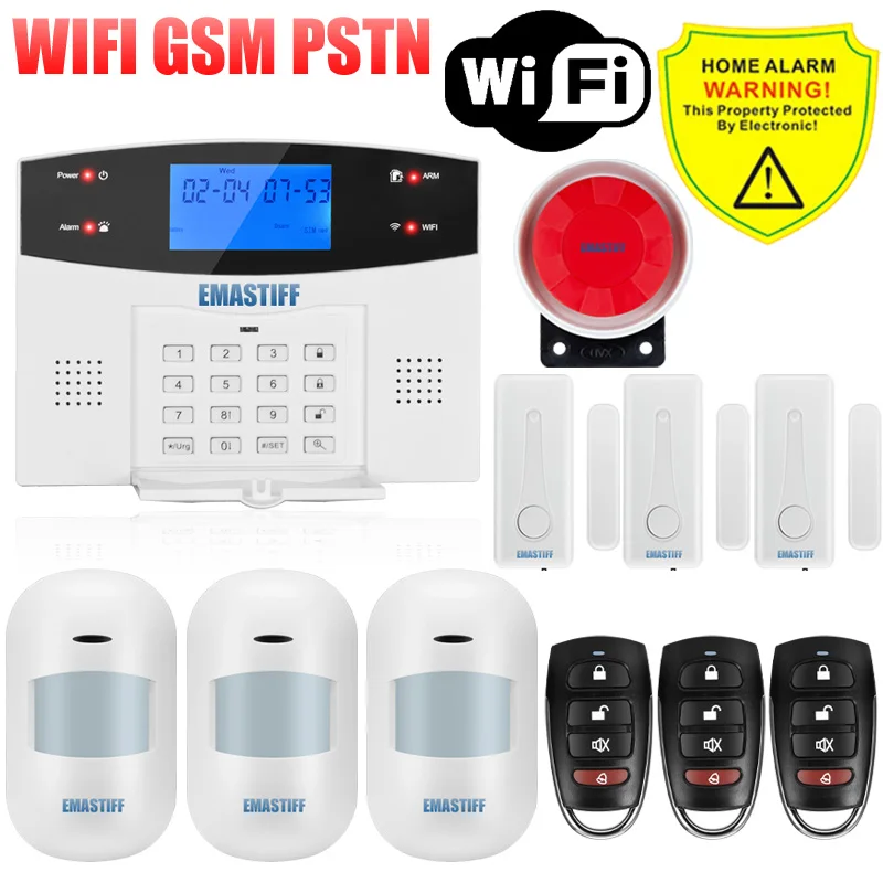 IOS Android APP Wired Wireless Home Security Tuya WIFI PSTN GSM Alarm System Intercom Remote Control Autodial Siren Sensor Kit smart alarm keypad Alarms & Sensors