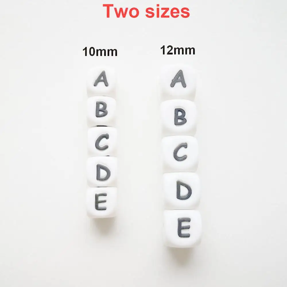 Teething Toys Baby Teething Toys Silicone Teething Toys Silicone Beads Silicone Letters Beads Silicone Teething Beads Silicone Teether 100pc Silicone Letter Beads for Insert Name on Pacifier Chain Clips 10MM 12MM Chewing Alphabet Beads for Baby Necklace