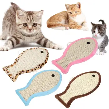 

Wear-resistant Cat Scratch Board Fish/Square Shape Kitten Playing Pad Furniture Protectors Pet Covered Edge Sisal Toys