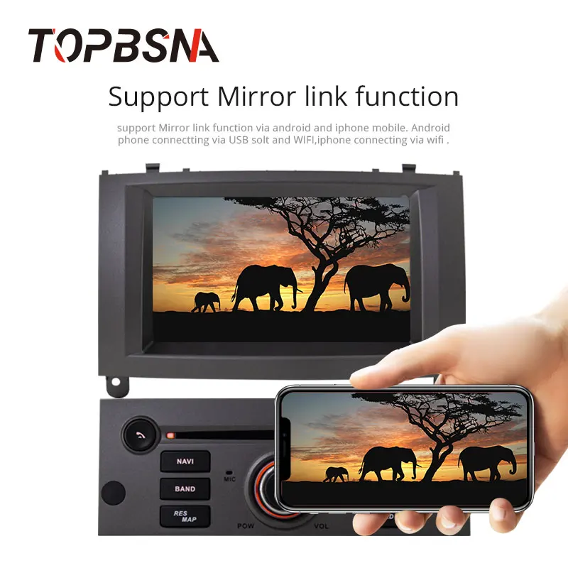 TOPBSNA 1 Din Android 9,0 автомобильный мультимедийный плеер для peugeot 407 2004-2010 автомобильный Радио gps навигация Стерео DVD wifi 8 ядерный 4G+ 64G
