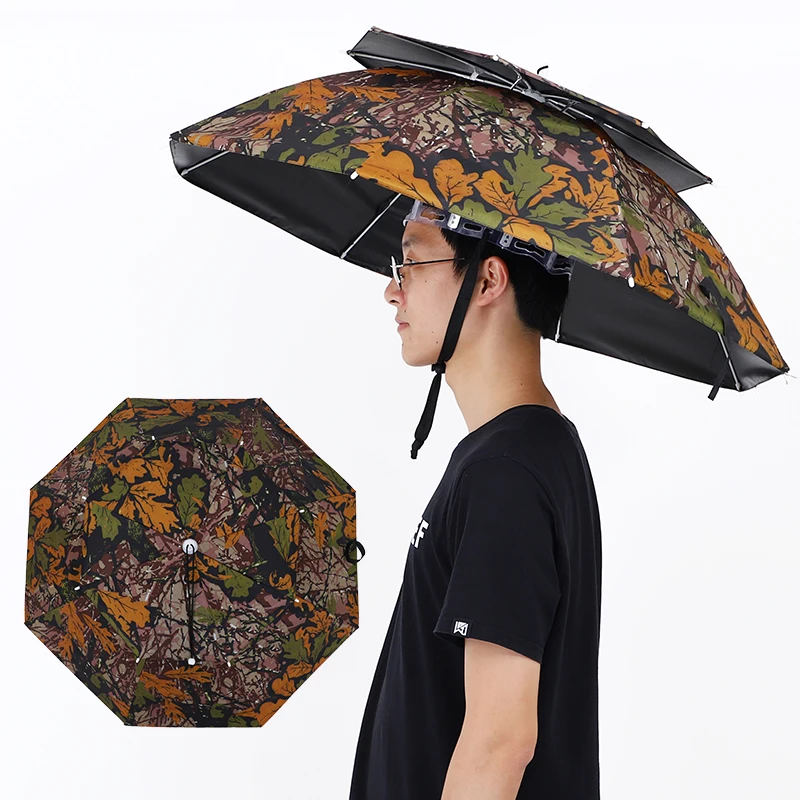 

Double Vinyl Umbrella Head Hat, Fishing Gear, Sunshade Umbrella, Adult Outdoor, UV Protection
