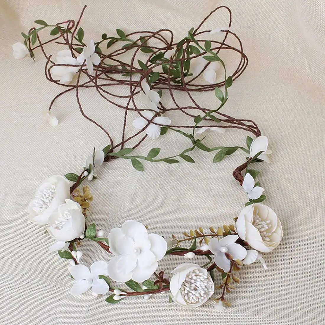 1.5M Bride Wedding Headband Crown Floral Headdress Flower Beach Party Halloween Hairband