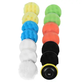 

15x 4inch Polishing Waxing Buffing Woolen & Sponge Pads Kit For Auto Car Polisher