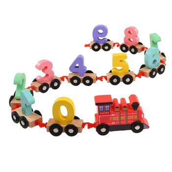 

Baby Wooden Assemble Toys Kids Digital Drag Train Math Game Intellectual Block Toy Car Montessori Toys Children Early Education