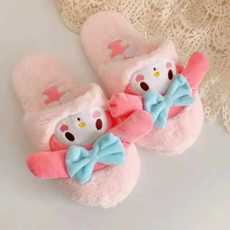 Мультфильм Мелодия Cinnamoroll осенние зимние тапочки для помещений Плюшевые игрушки Мягкая обувь подарок для детей#3864