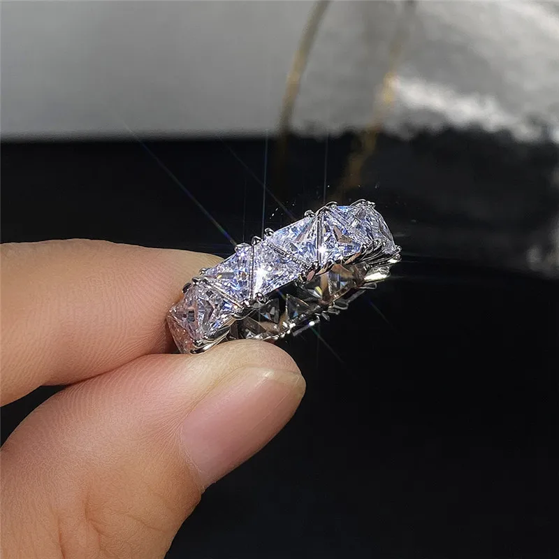 Wedding Band Promise Rings For Women Unique Triangle Cubic Zirconia Design