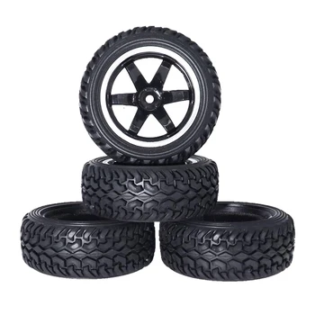 

4PCS 1:10 RC Rally Tires Rubber Tyres 75mm With Wheel Rims for 1/10 1/16 RC Car Tamiya HSP HPI Traxxas TRX4 4WD RC On Road Car