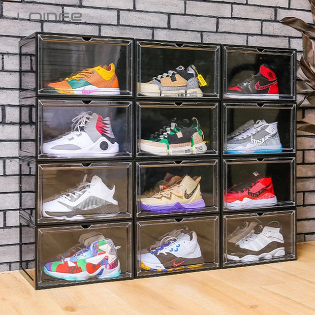 Sound Control LED Light Shoe Box Sneakers Storage Box Anti-oxidation  Organizer Shoe Wall Acrylic Shoes Collection Display Rack - AliExpress