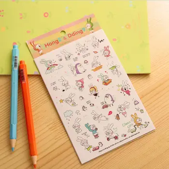 

12pcs newBook Sticker LabelDecoration Stationery Rabbit DiaryScrapbook CalendarNotebook stationery Products Memo Pads15.3x10.1cm