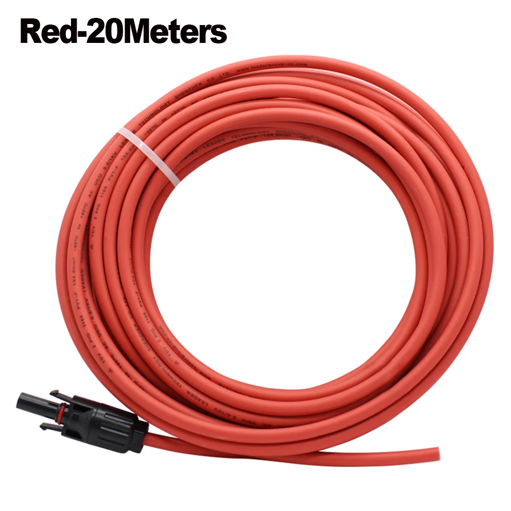 1 Paio Di Cavi Di Prolunga Solari A Doppia Estremit&agrave; Rosso-nero