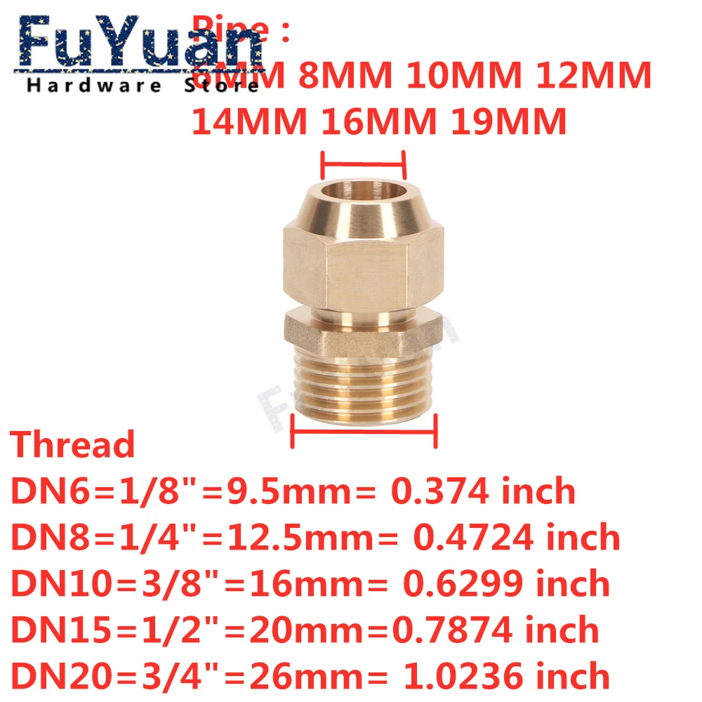 Air Conditioner Fitting Copper Flaring Directly Connector 1/4" 3/8" 1/2" to 6/8/10mm Pipe