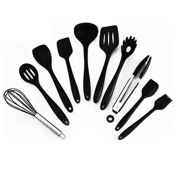 

10PCS New Silicone Kitchenware Non-stick Cookware Cooking Tools Spatula Ladle Egg Beaters Shovel Spoon Soup Kitchen Utensils Set