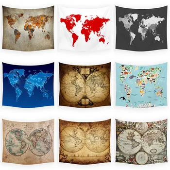 

World Map View Peach Skin Background Tapestry Digital Printing Decorative Cloth