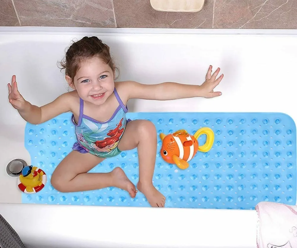 Anti-Slip PVC Shower Mat Bathroom Accessories Set 100x40cm 2Pcs For Kids