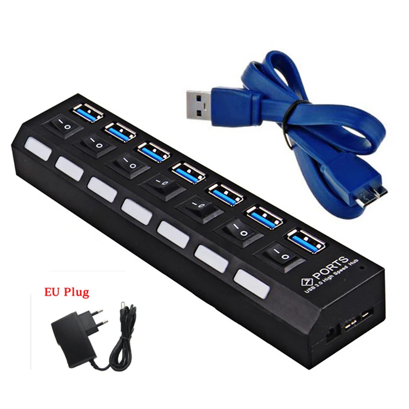 7 Порты и разъёмы usb-хаб для ПК компьютер док-станция USB для Macbook Pro huawei Matebook адаптер USB ПК Аксессуары usb-хаб 3,0 с Мощность адаптер