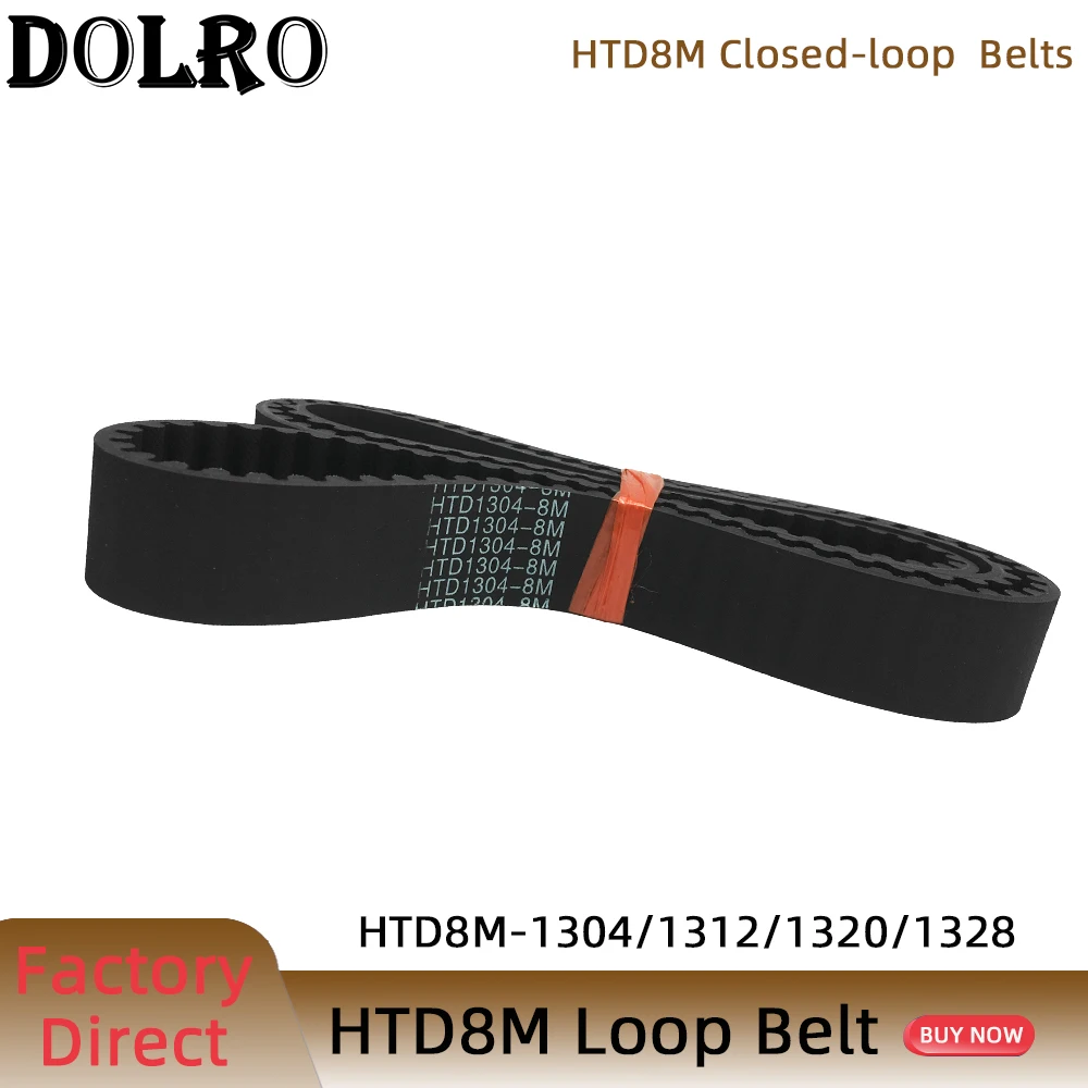 

HTD 8M synchronous belt C=1304/1312/1320/1328 width 15/20/25/30/40/50mm Teeth 163 164 165 166 HTD8M Timing Belt 1304-8M 1312-8M