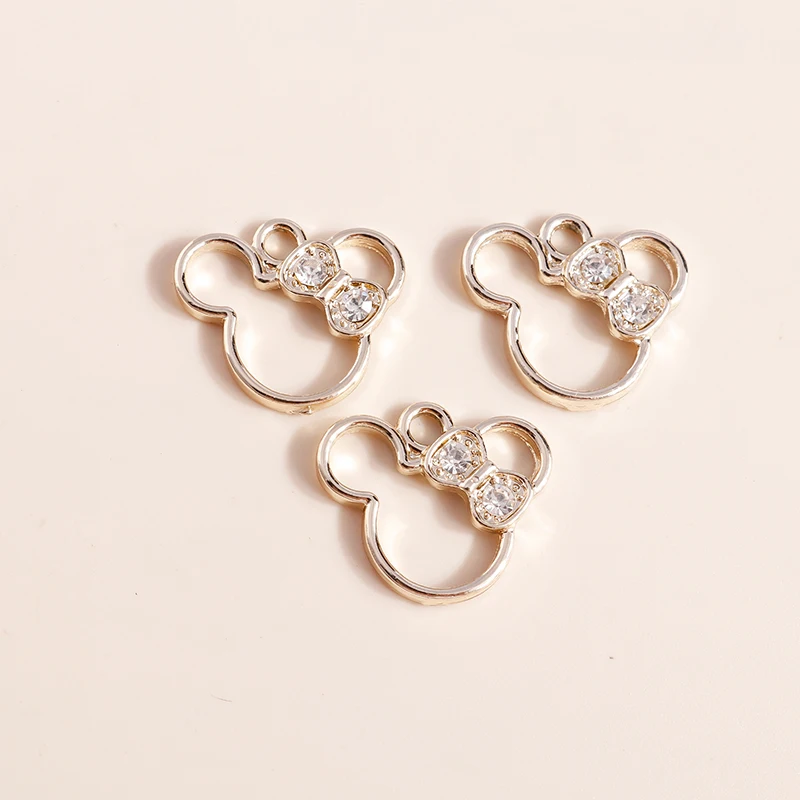 10pcs 17*19mm Crystal Mouse Charms Pendants for Necklace Bracelet Making Accessories Diy Charm Earrings Keychain Jewelry Making